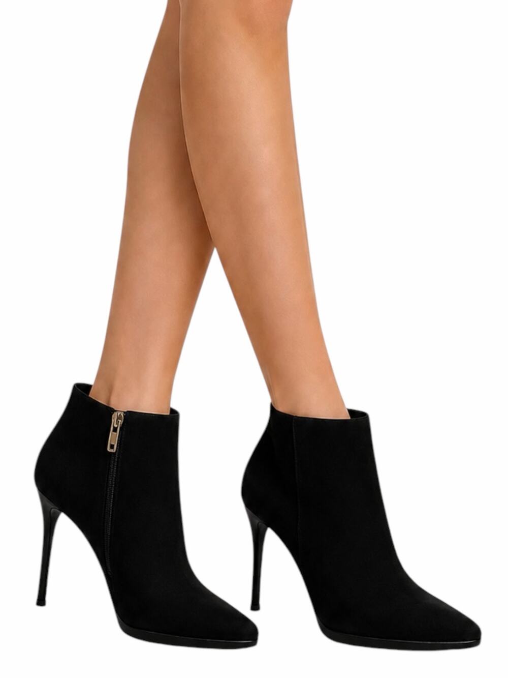 Jimmy Choo Ren 100 Pointed Toe Suede Ankle Boots Black Size 39